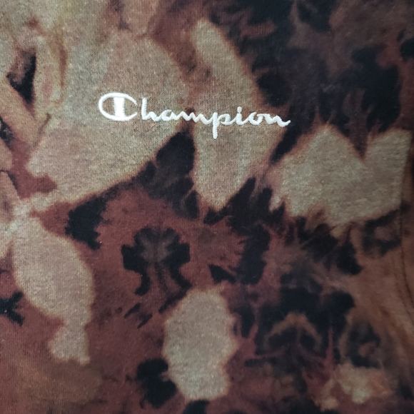 CHAMPION Mens Tie Dye Sweatshirt Fleece Pullover C Logo Brown and Black Medium - Picture 9 of 10